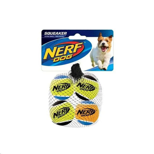 Juguete Nerf Squeaker Pelota Tenis 4ud T-XS