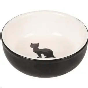 FLAMINGO COMEDERO CERAMICA GATO BLANCO Y NEGRO 13CM