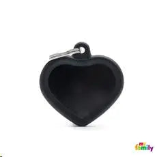 MY FAMILY CORAZON CROMO PLATEADO CON CAUCHO NEGRO HTB02BLACK