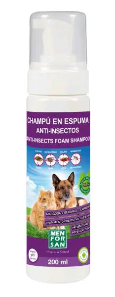 MENFORSAN CHAMPU ESPUMA ANTIINSECTOS PERROS (margosa, geraniol y lavandino) 200ML