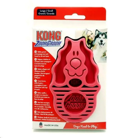 KONG zoom groom cepillo para perros rosa (zg1)