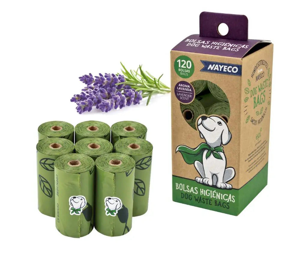 Bolsas Higiénicas Degradable 8 Rollos De 15 Bolsas Aroma Lavanda