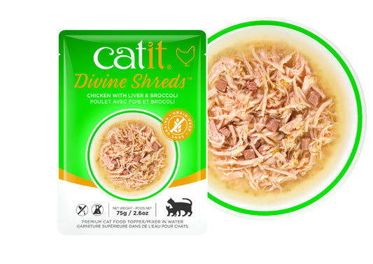 Catit Divine Shreds,Pollo/Hígado & Brócoli,75g Pou