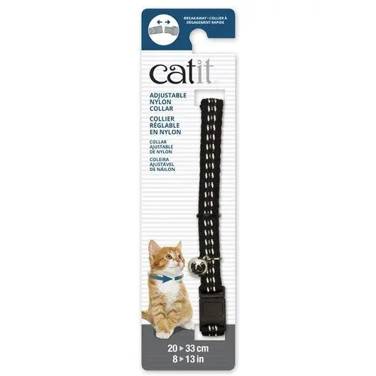 Catit Collar Nylon Ajus.Reflective, Negro, 20-33cm