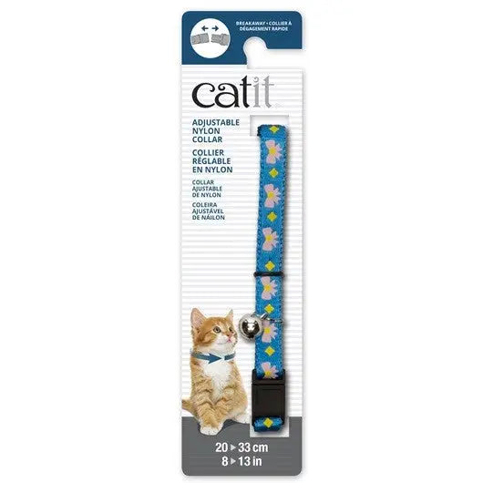 Catit Collar Nylon Ajus.Cascabel Azul/Rosa Arcos,