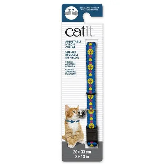 Catit Collar Nylon Ajus.Cascabel Azul /Flor, 20-33