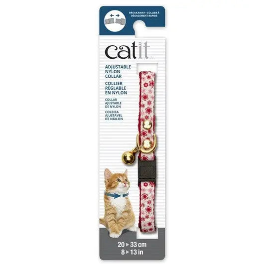 Catit Collar Nylon Ajus.Remach./Cascabel Rojo &Flo