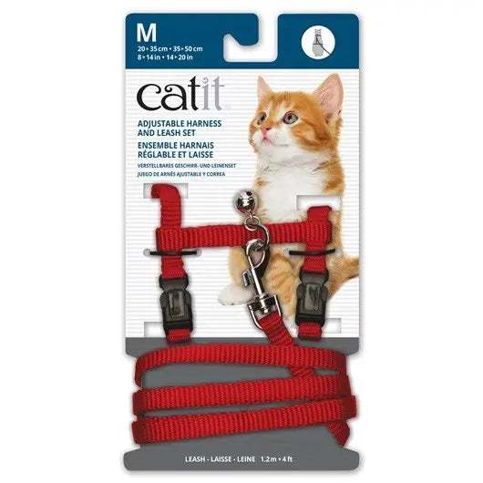 Catit Arnés y Correa Nylon Ajut. Med.Rojo,35-50cm