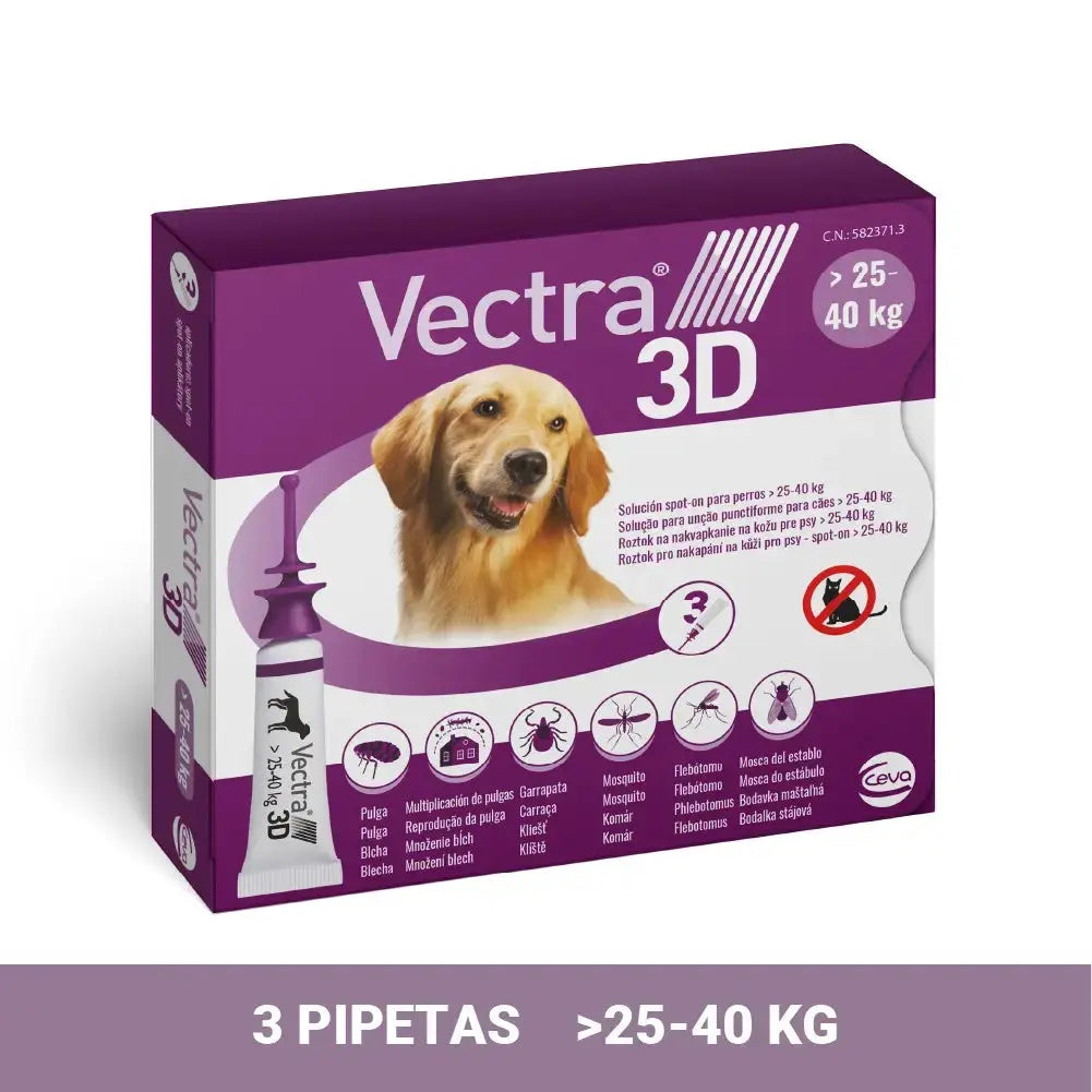 Vectra 3D Pipetas Antiparasitarias para Perros Pack 3 uds VECTRA Mascotas-Ávila
